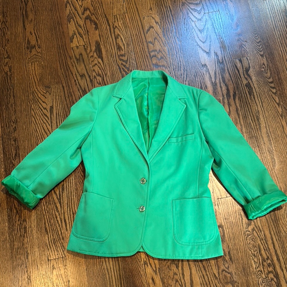 Vintage bright green Kay Warner Women's Blazer